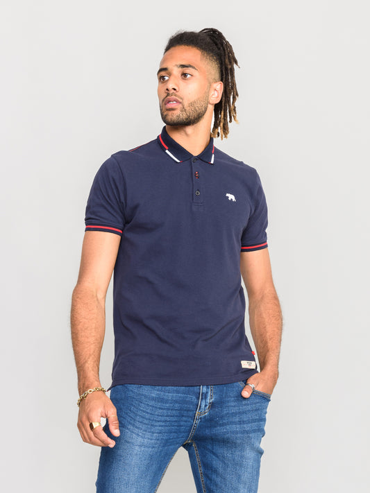 SLOANE -D555 Navy Blue Pique Polo Shirt with Chest Embroidery