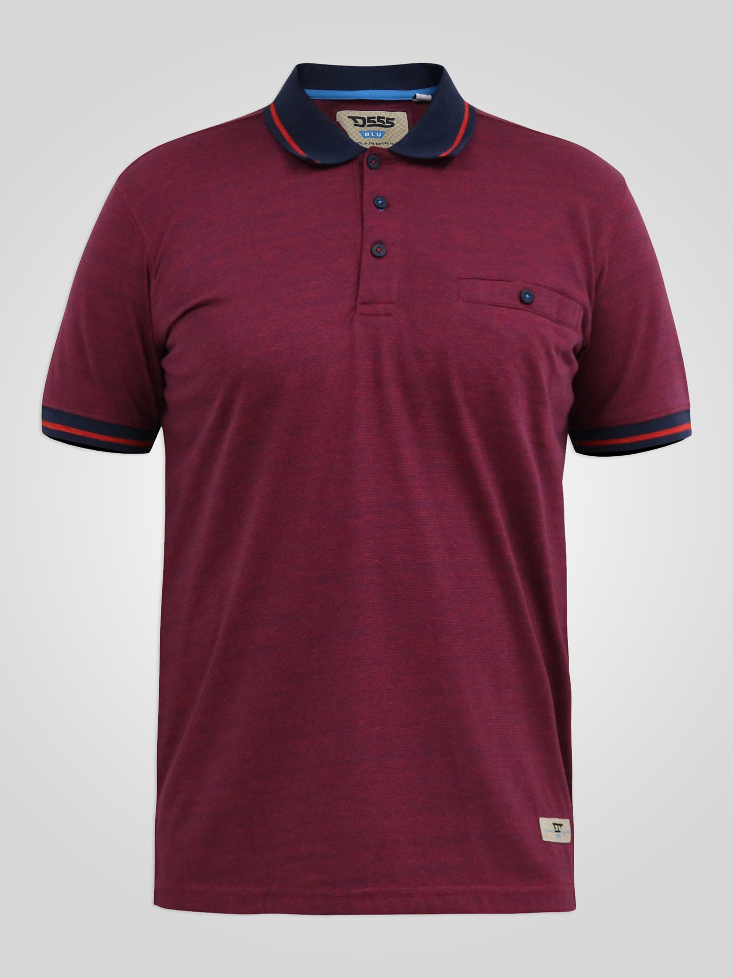 WIGBOROUGH -D555 Red/Navy Fine Stripe Jersey Polo with Chest Pocket