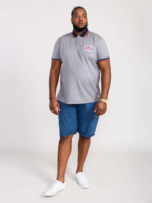 MERSEA -D555 Grey Marl Pique Polo Shirt with Chest Embroidery