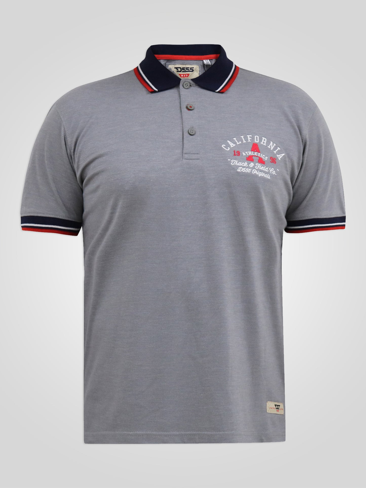 MERSEA -D555 Grey Marl Pique Polo Shirt with Chest Embroidery