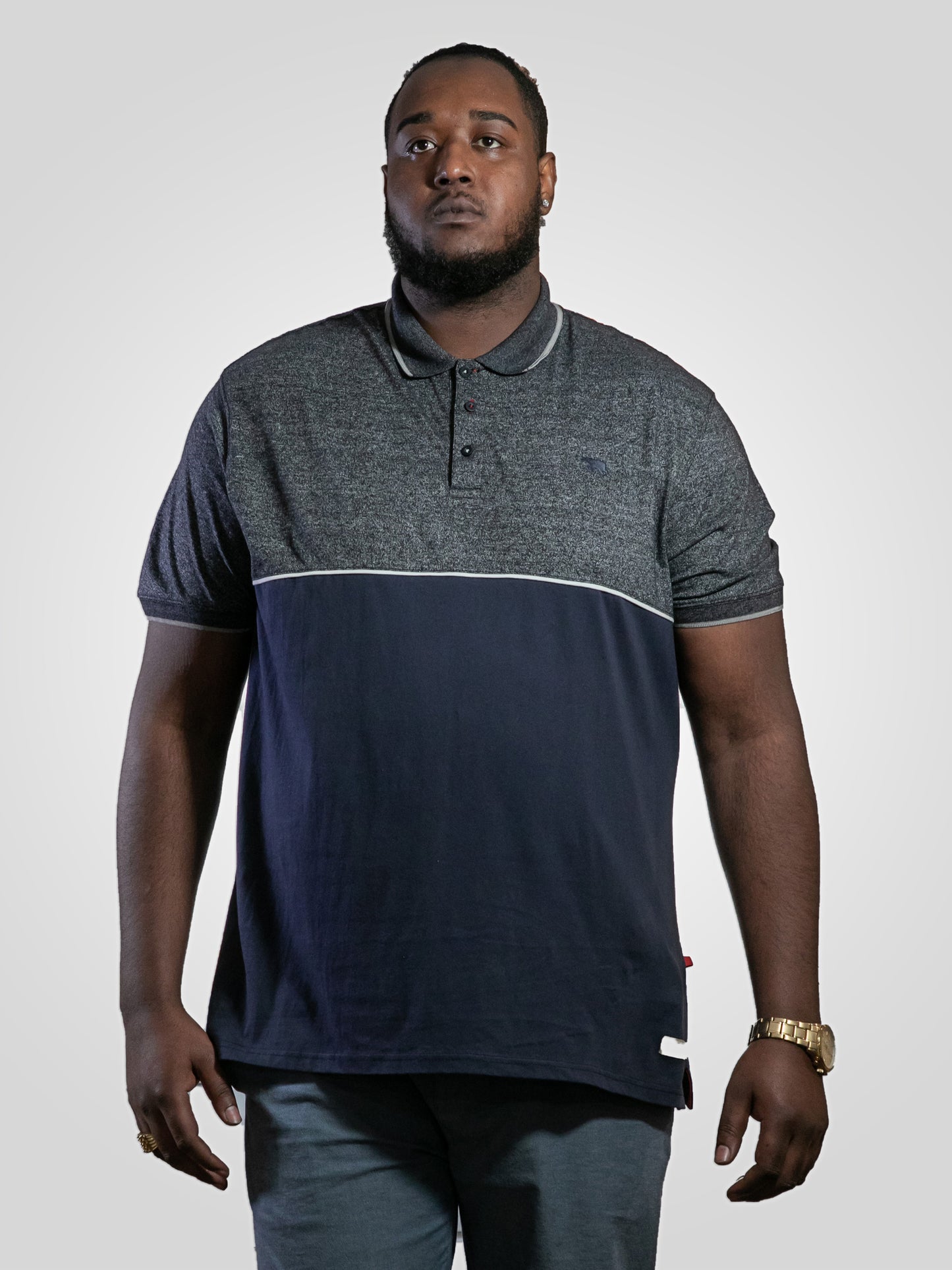 JAYWICK -D555 Navy Blue Cut and Sew Polo with Embroidery Sleeve Badge