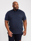 ROSEMARY -D555 Navy/Teal Woven Full Stripe Jersey Polo