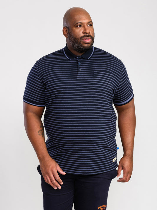 ROSEMARY -D555 Navy/Teal Woven Full Stripe Jersey Polo