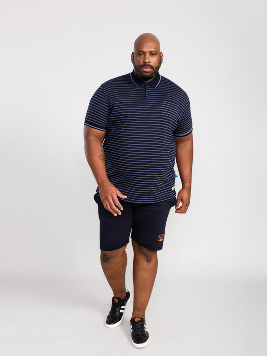 ROSEMARY -D555 Navy/Teal Woven Full Stripe Jersey Polo