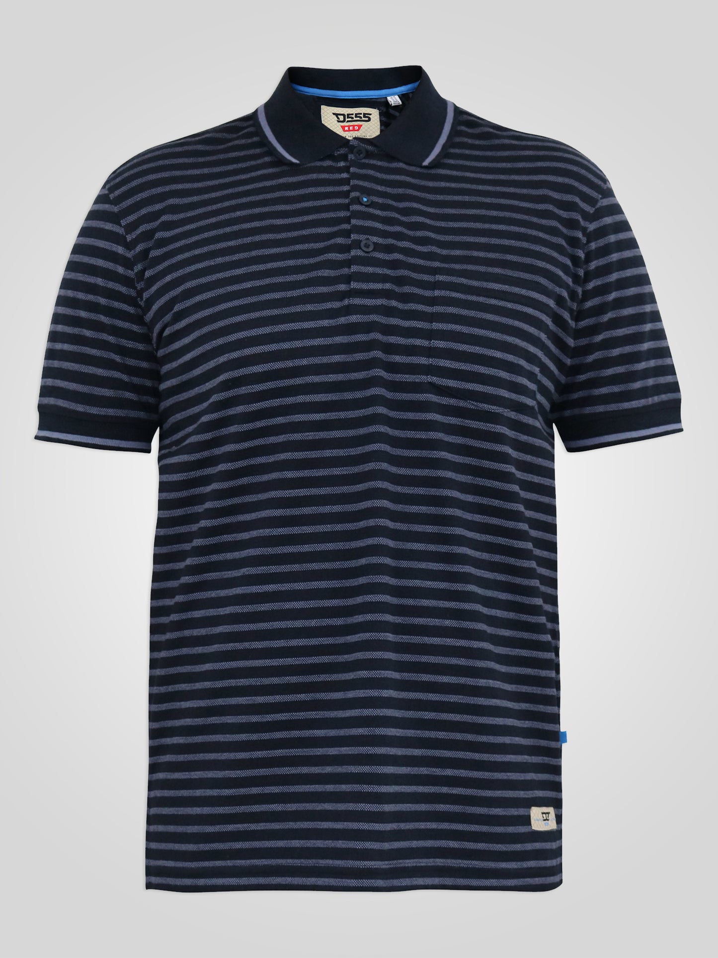 ROSEMARY -D555 Navy/Teal Woven Full Stripe Jersey Polo