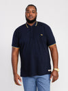 HAMFORD 1 -D555 Dark Navy Blue Pique Polo Shirt with 2 Colour Tipping