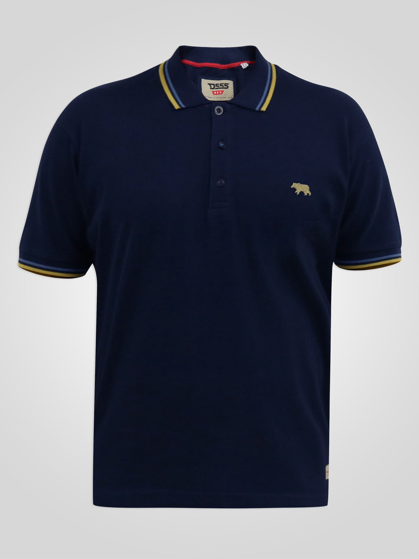 HAMFORD 1 -D555 Dark Navy Blue Pique Polo Shirt with 2 Colour Tipping