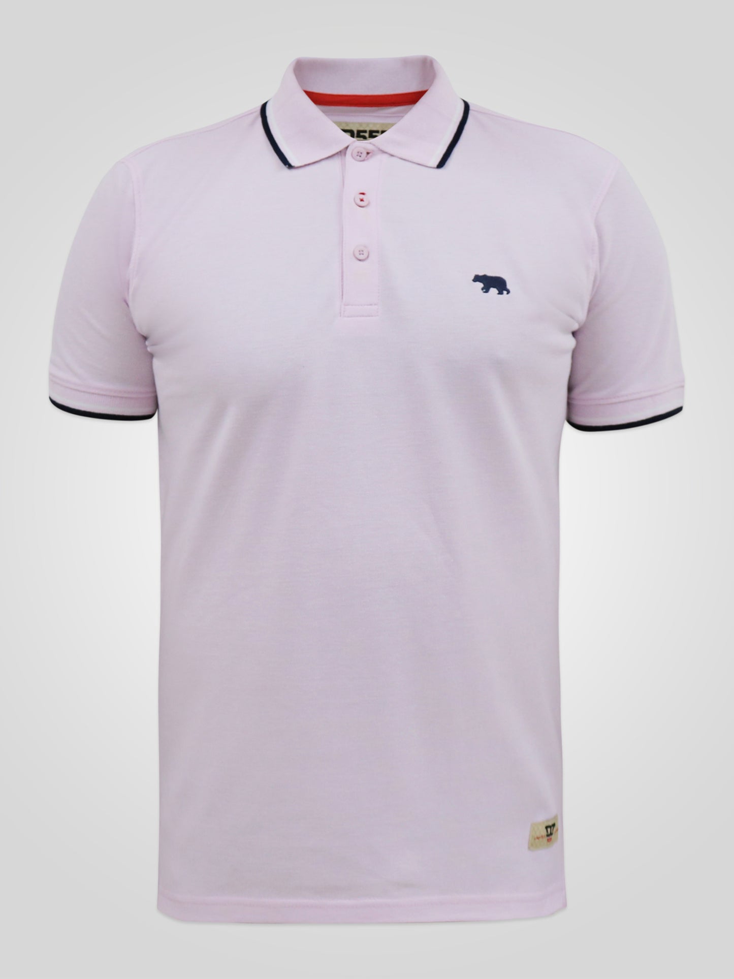 HAMFORD 2 -D555 Pink Pique Polo Shirt with 2 Colour Rib Tipping On Collar