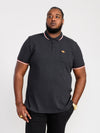 KIRBY -D555 Black Pique Polo with Two Colour Tipping and Patch Pocket