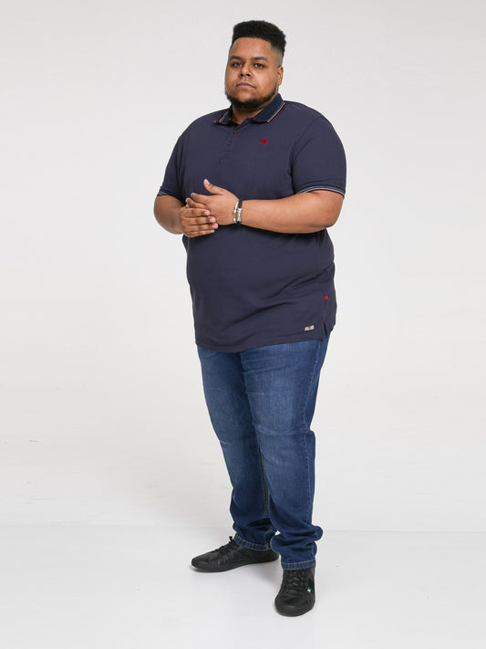 BENJAMIN 1 -D555 Navy Blue Pique Polo Shirt with Chest Embroidery
