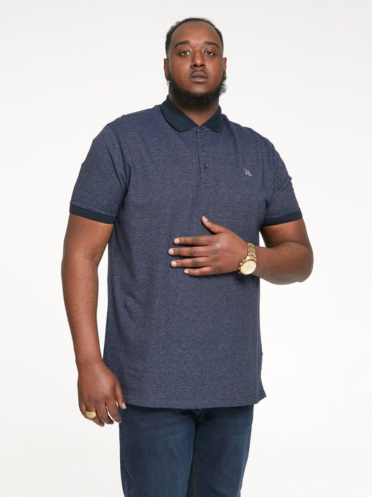 BRADLEY -D555 Navy Blue S/S Jacquard Jersey Polo with Emb