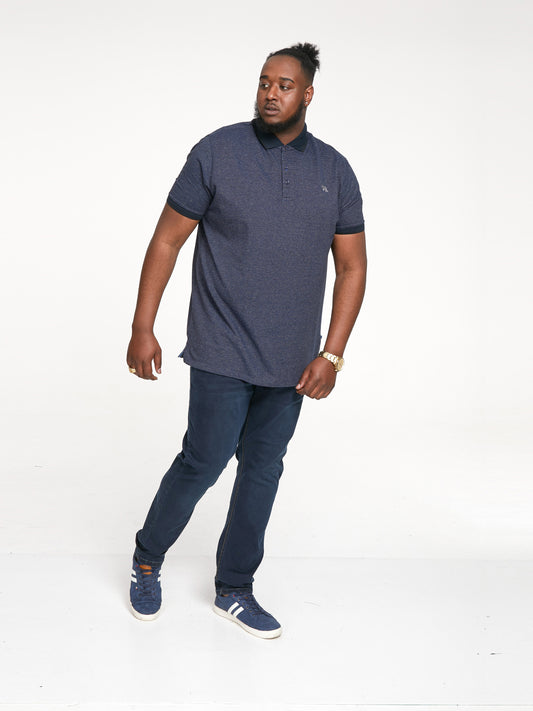 BRADLEY -D555 Navy Blue S/S Jacquard Jersey Polo with Emb