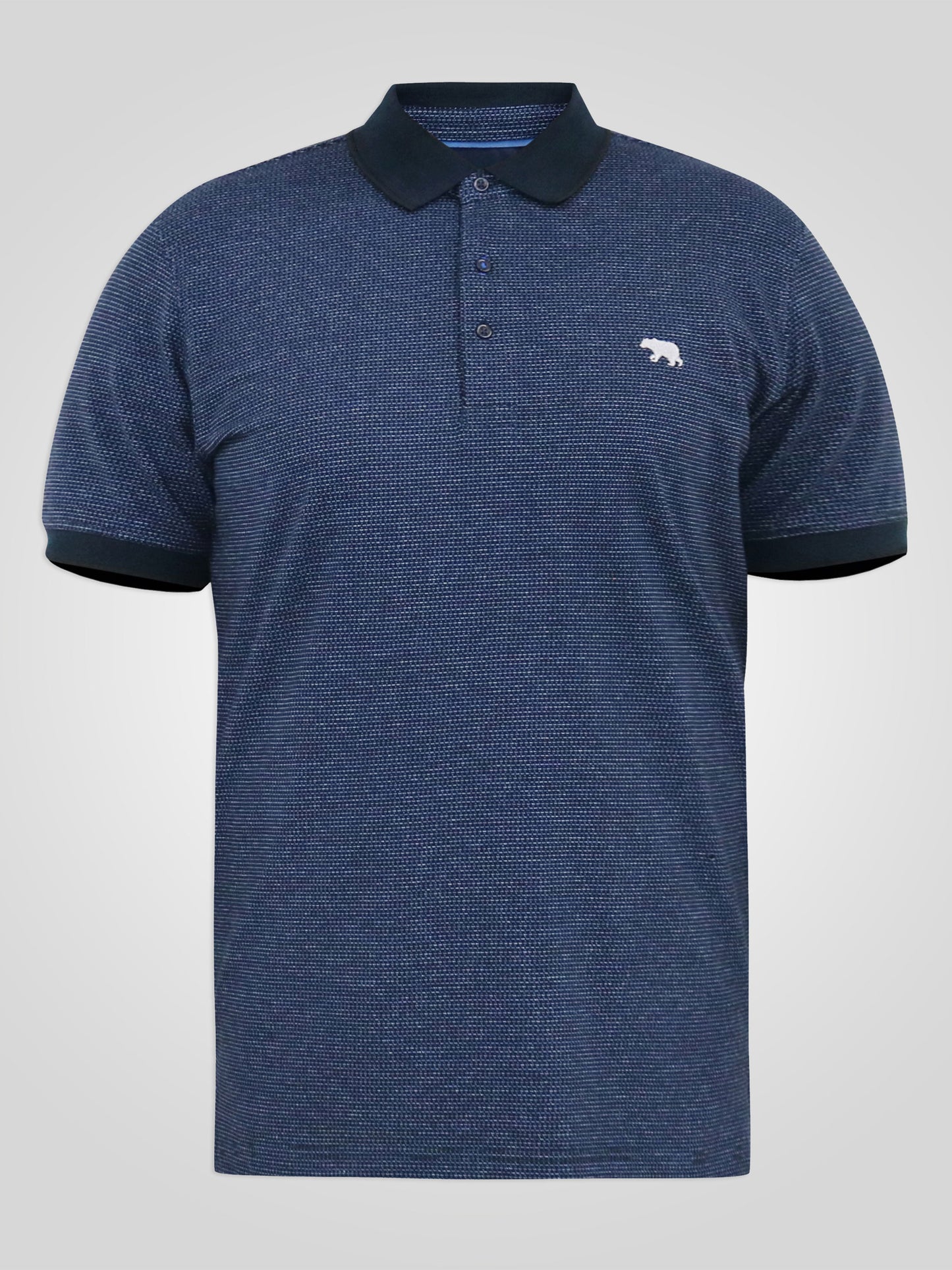 BRADLEY -D555 Navy Blue S/S Jacquard Jersey Polo with Emb
