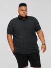 WILSON -D555 Black All Over Print Polo Shirt with Jacquard Collar