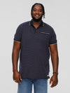 DARWIN -D555 Navy Blue Print Polo Shirt with Jacquard Collar and Ribbed Cuffs