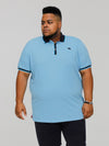 BAYTON 1 -D555 Sky Blue Fine Stripe Jersey Polo with Ribbed Collar and Cuffs