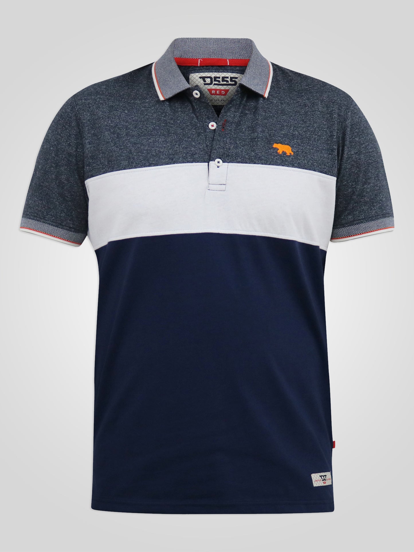 EMERSON -D555 Navy Blue Cut and Sew Polo with Jacquard Collar