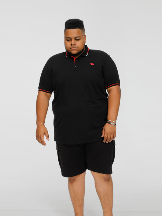SALFORD 2 -D555 Black Pique Polo with Collar Tipping Detail and Embroidery