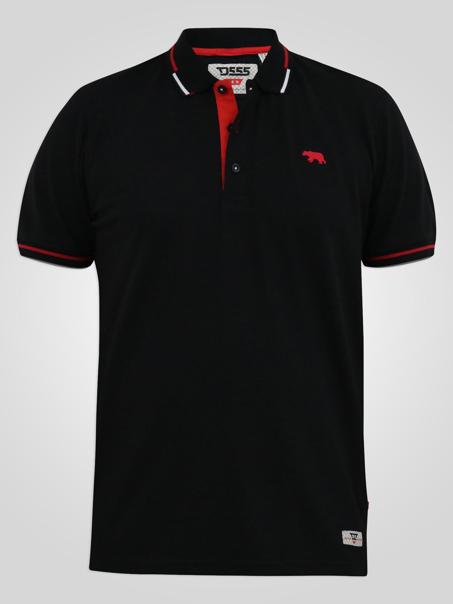 SALFORD 2 -D555 Black Pique Polo with Collar Tipping Detail and Embroidery