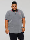 KEMSTON -D555 Navy/White Birds Eye Pique Polo with Ribbed Cuff & Collar Tipping