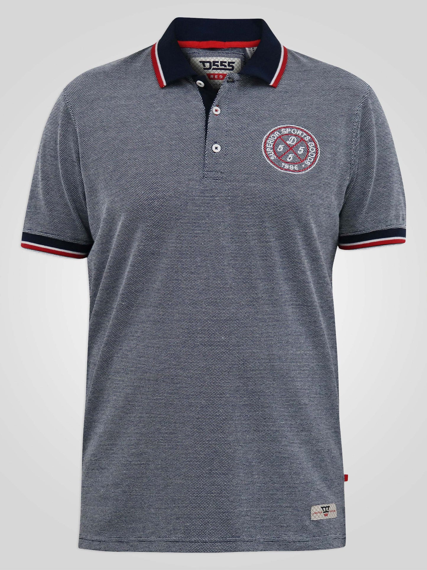 KEMSTON -D555 Navy/White Birds Eye Pique Polo with Ribbed Cuff & Collar Tipping