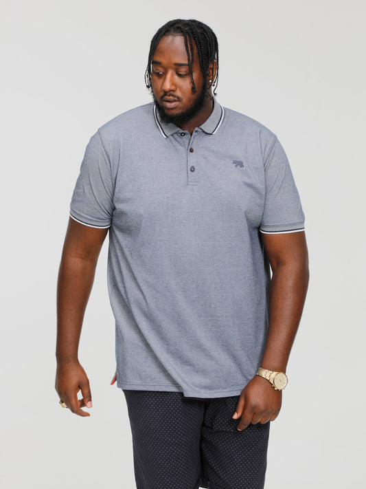 GIBRALTAR -D555 Navy Blue Pique Polo with Jacquard Collar &Tipping