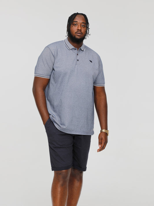 GIBRALTAR -D555 Navy Blue Pique Polo with Jacquard Collar &Tipping