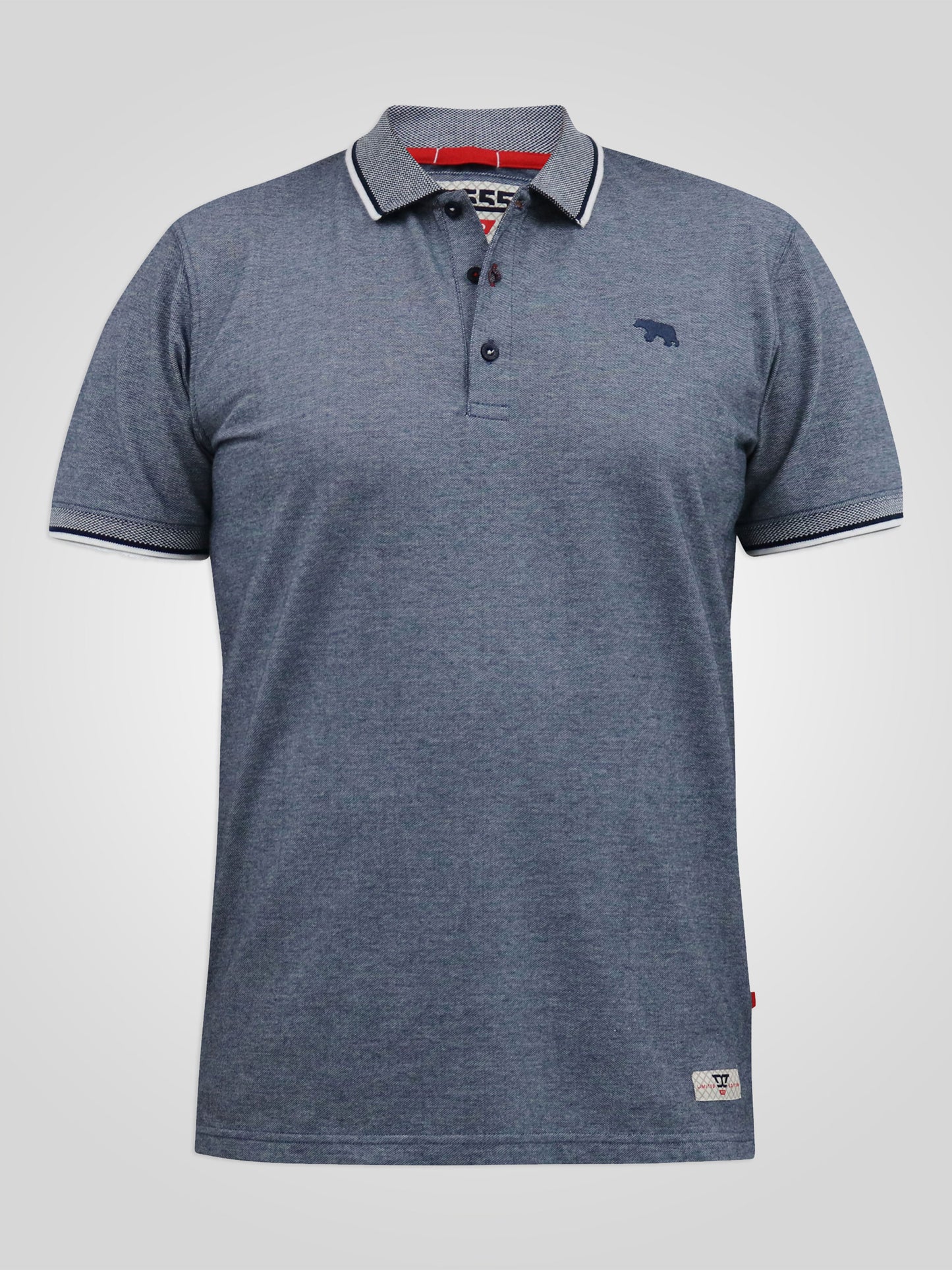 GIBRALTAR -D555 Navy Blue Pique Polo with Jacquard Collar &Tipping