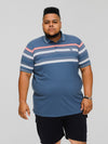 EASTON -D555 Slate Blue Half Stripe Jersey Polo Shirt
