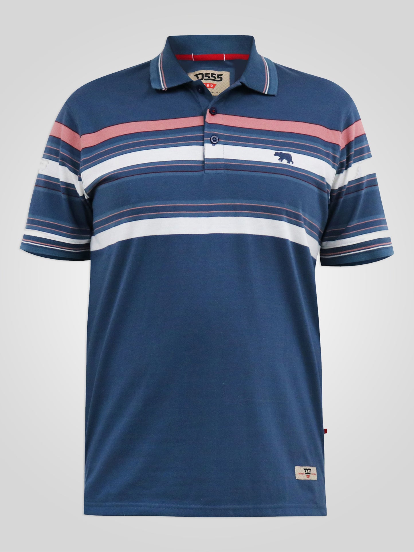 EASTON -D555 Slate Blue Half Stripe Jersey Polo Shirt