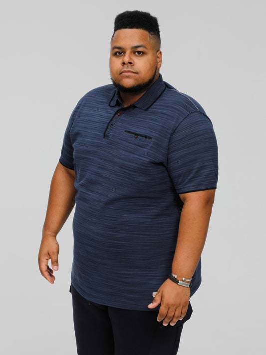 FOXLEY -D555 Navy Reno Pique Polo with Jetted Pocket and Ribbed Cuffs and Collar