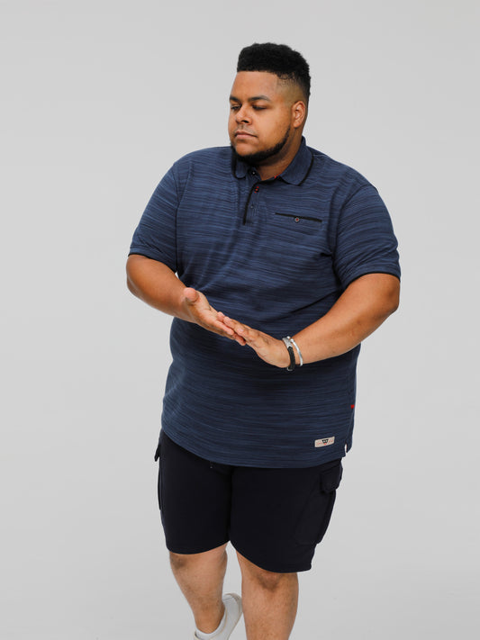FOXLEY -D555 Navy Reno Pique Polo with Jetted Pocket and Ribbed Cuffs and Collar