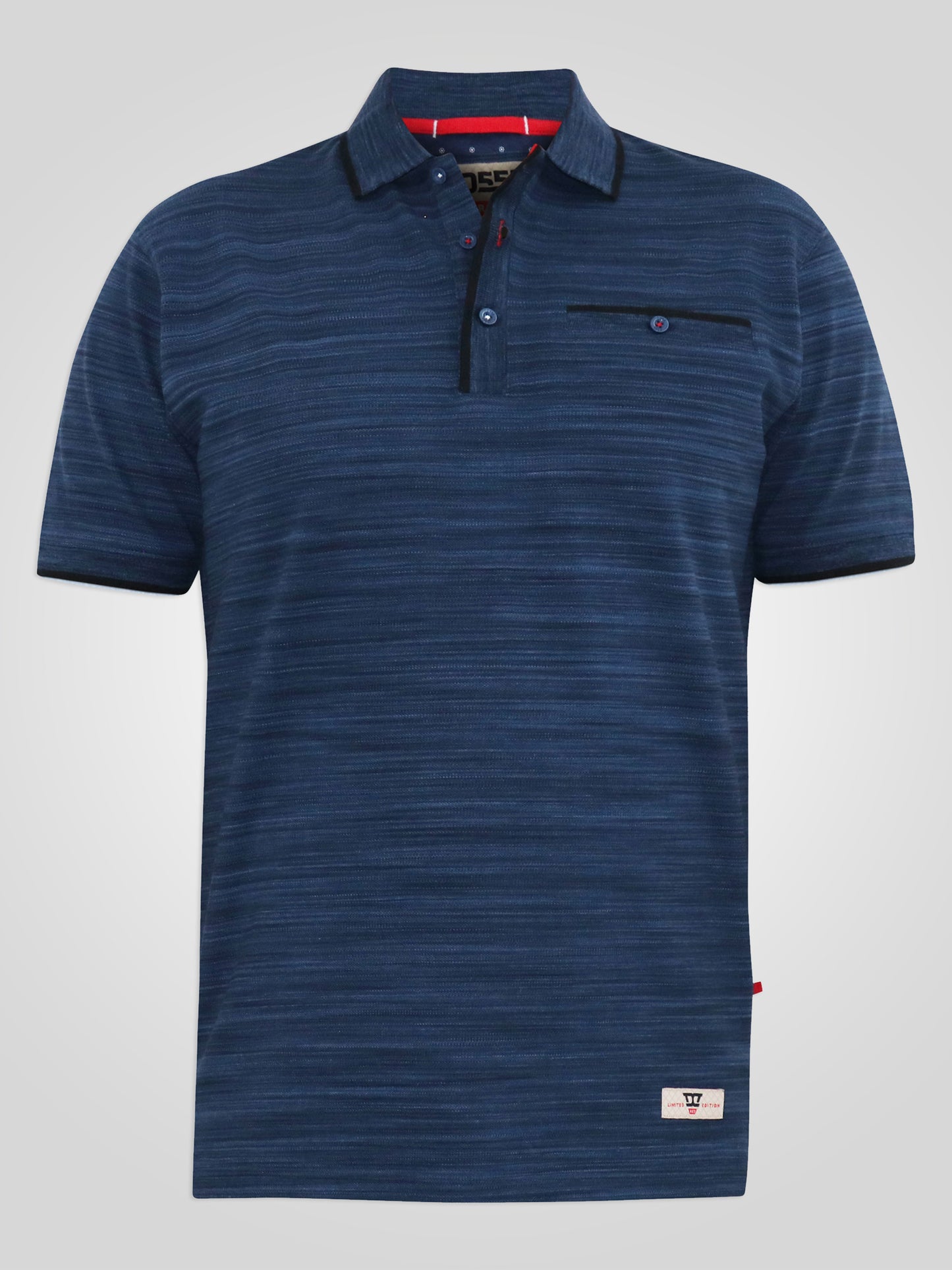 FOXLEY -D555 Navy Reno Pique Polo with Jetted Pocket and Ribbed Cuffs and Collar