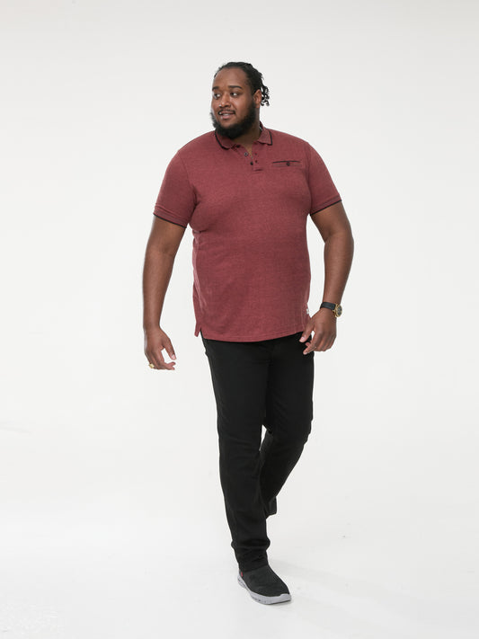 TROY 1 -D555 Rust Brown Textured Polo Shirt with Jacquard Collar