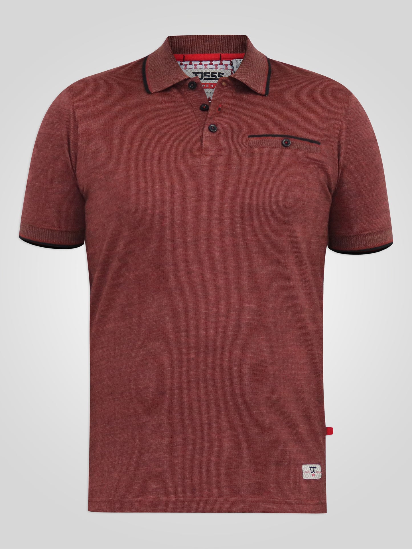 TROY 1 -D555 Rust Brown Textured Polo Shirt with Jacquard Collar