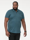 TROY 2 -D555 Teal Blue Textured Polo Shirt with Jacquard Collar