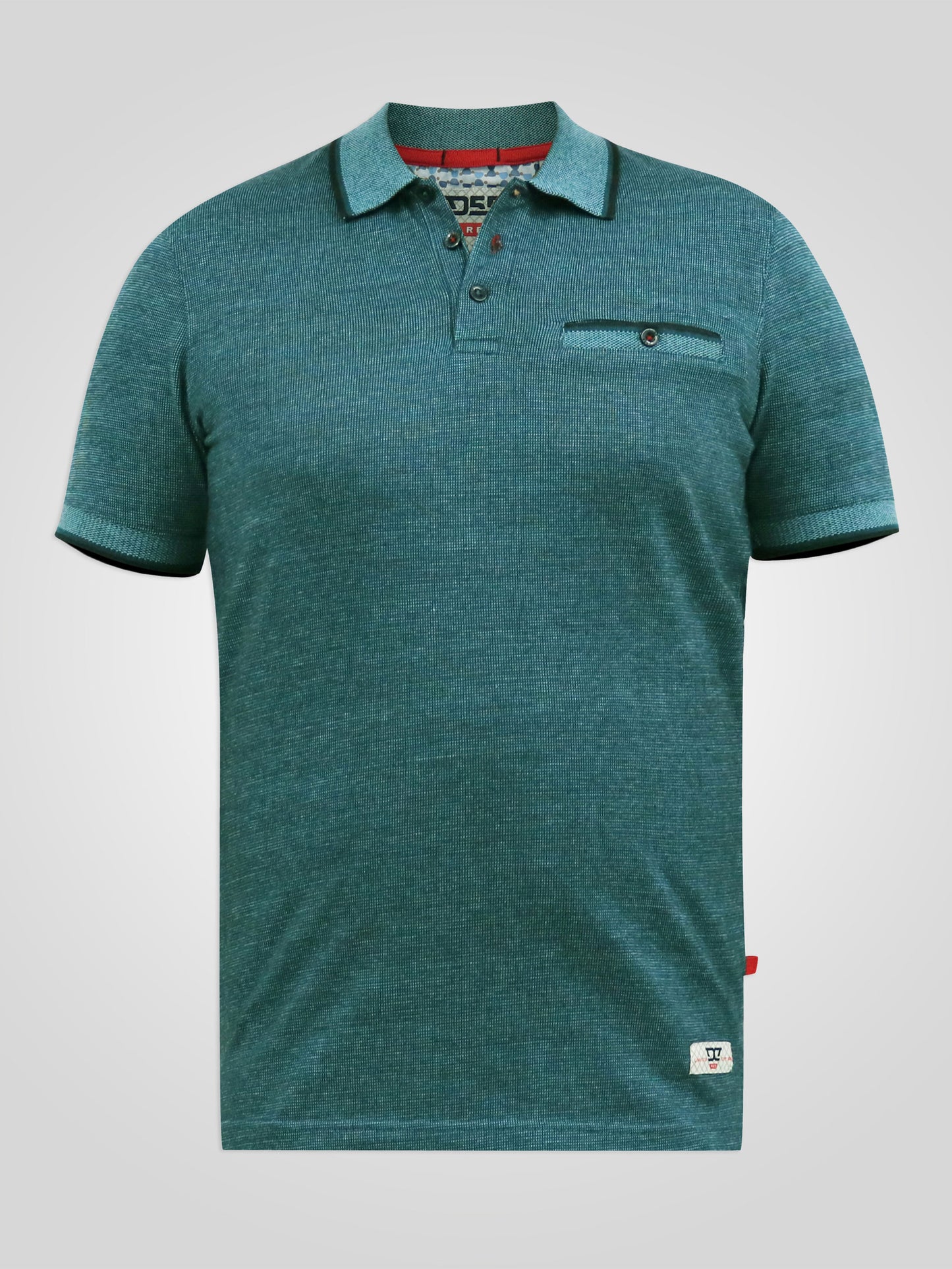 TROY 2 -D555 Teal Blue Textured Polo Shirt with Jacquard Collar