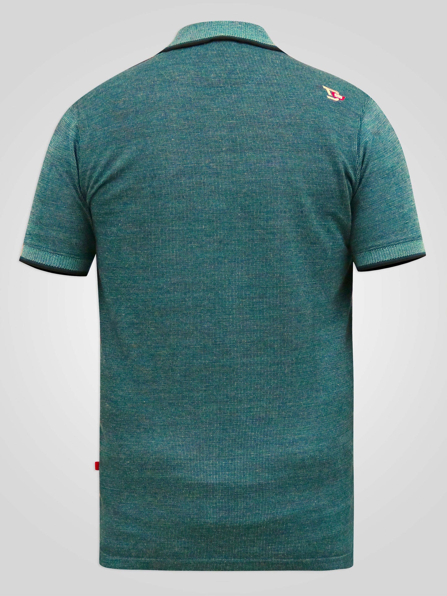 TROY 2 -D555 Teal Blue Textured Polo Shirt with Jacquard Collar