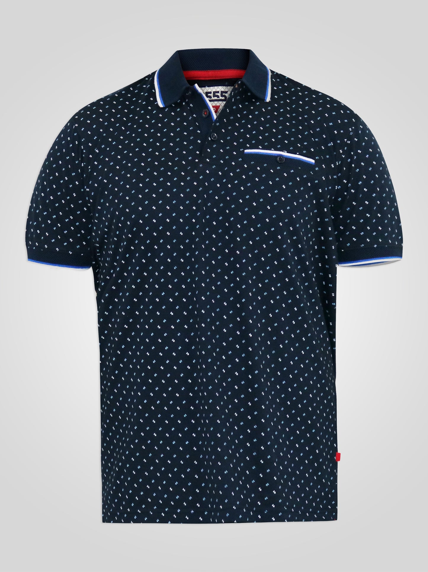 OAKLEY -D555 Navy Blue Jersey Polo with Jacquard Collar, Ribs and Pocket