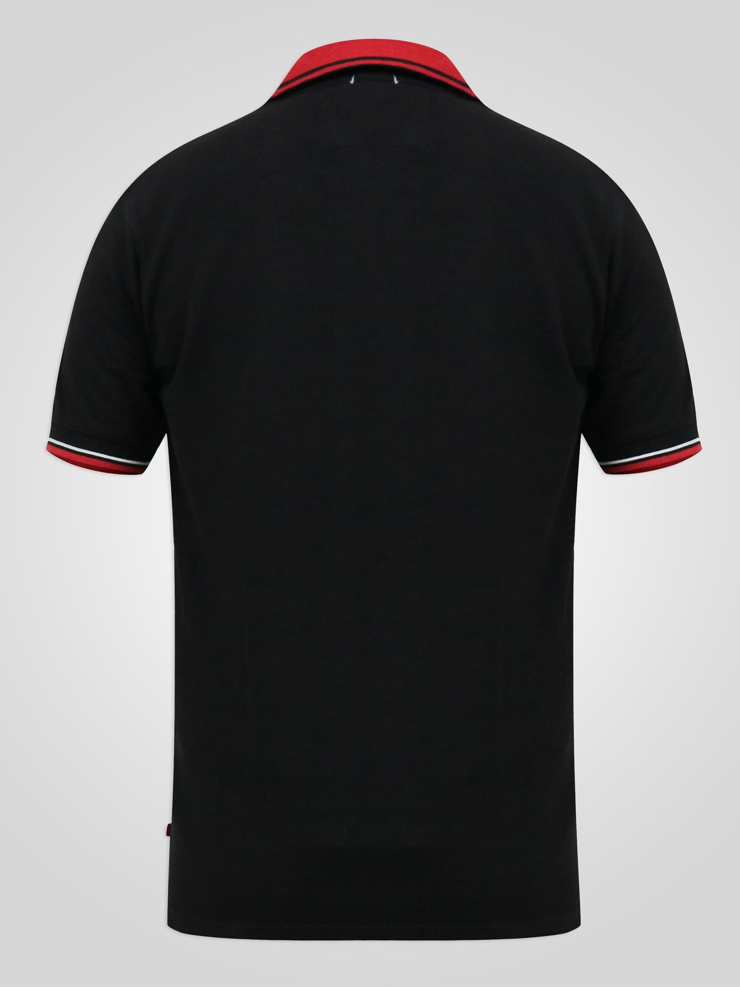 CHESTER -D555 Black Pique Polo with Red Collar with Tipping Detail