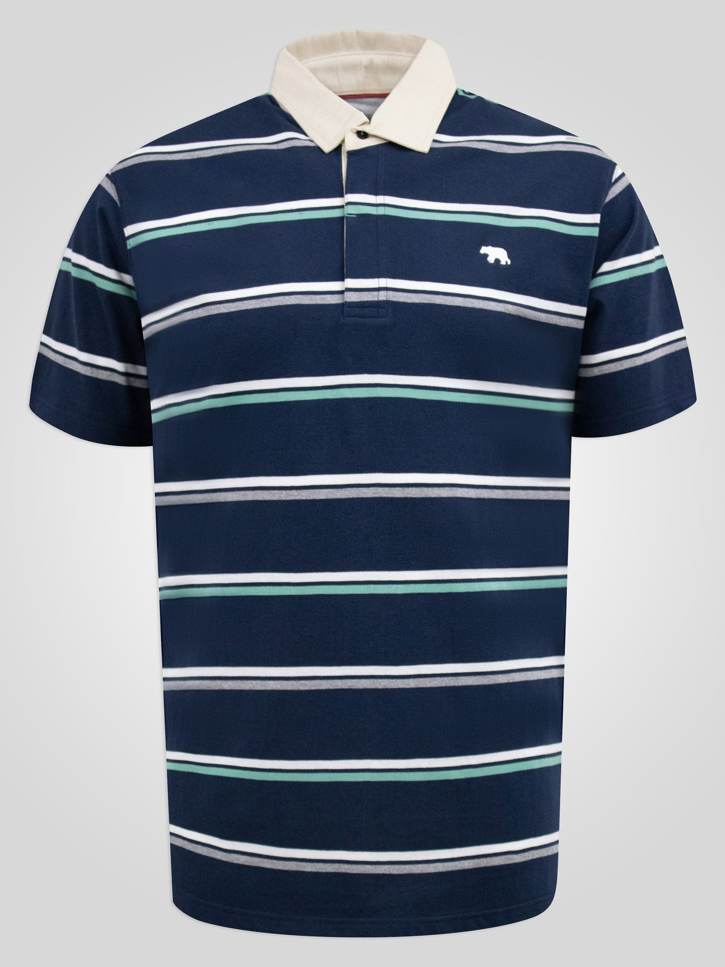 READING -D555 Navy Blue Stripe Short Sleeve Rugby Polo