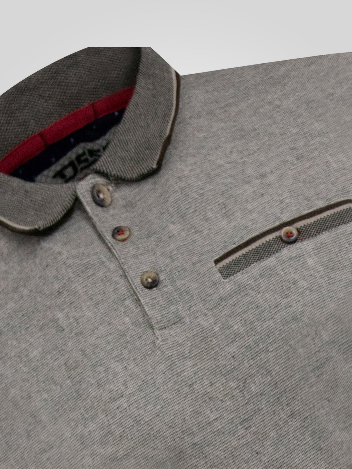 HOLYHEAD -D555 Stone Textured Polo Shirt with Jacquard Collar and Cuffs