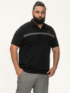 STAFFORD -D555 Charcoal Cut and Sew Embroidery Stripe Short Sleeve Polo