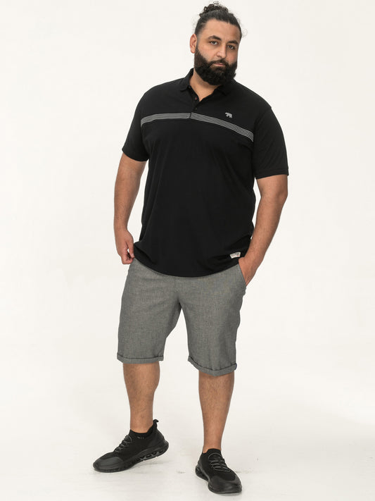 STAFFORD -D555 Charcoal Cut and Sew Embroidery Stripe Short Sleeve Polo