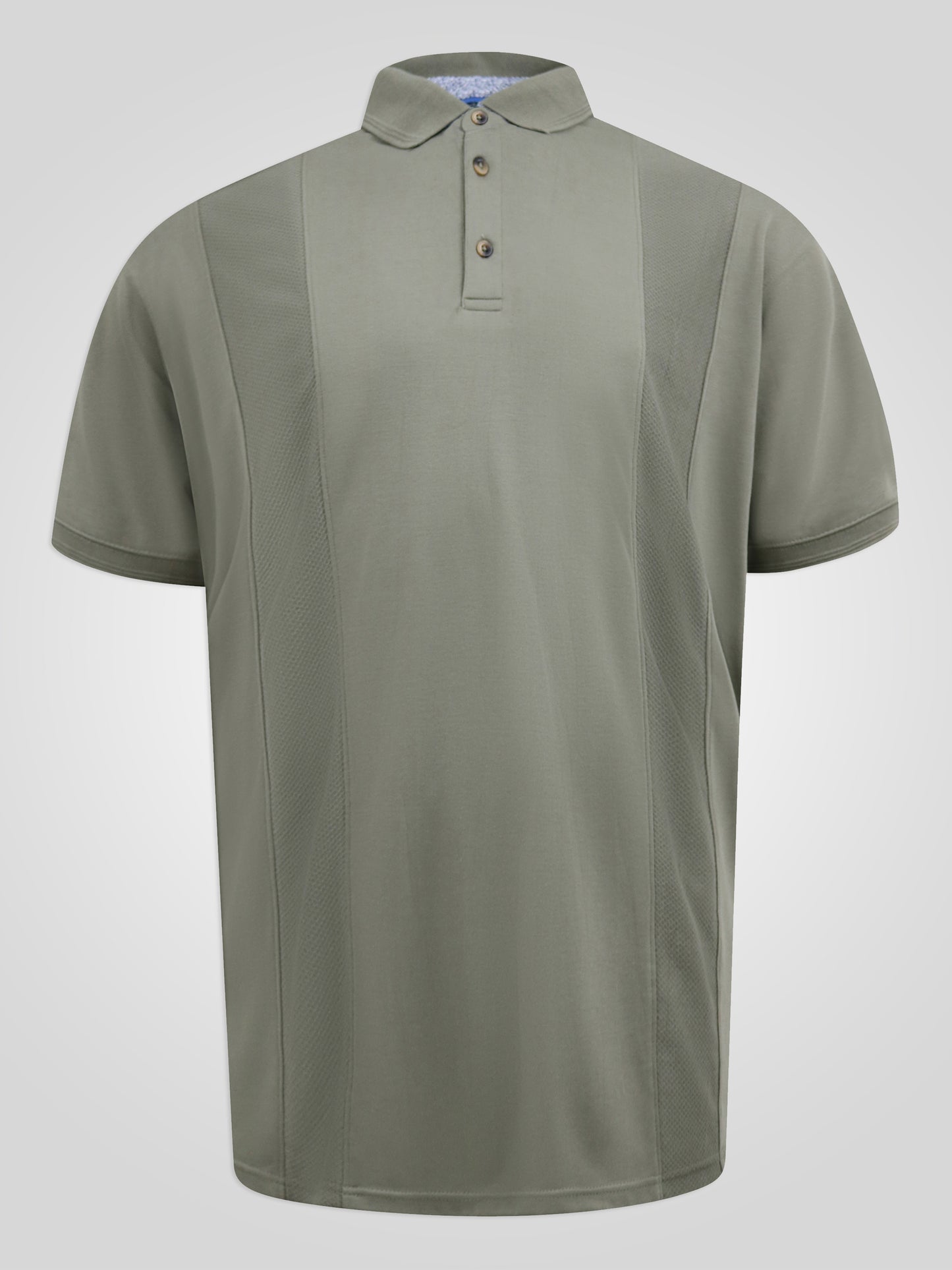 CHIPPENHAM -D555 Khaki Green Jacquard Knitted Front Panel Short Sleeve Polo