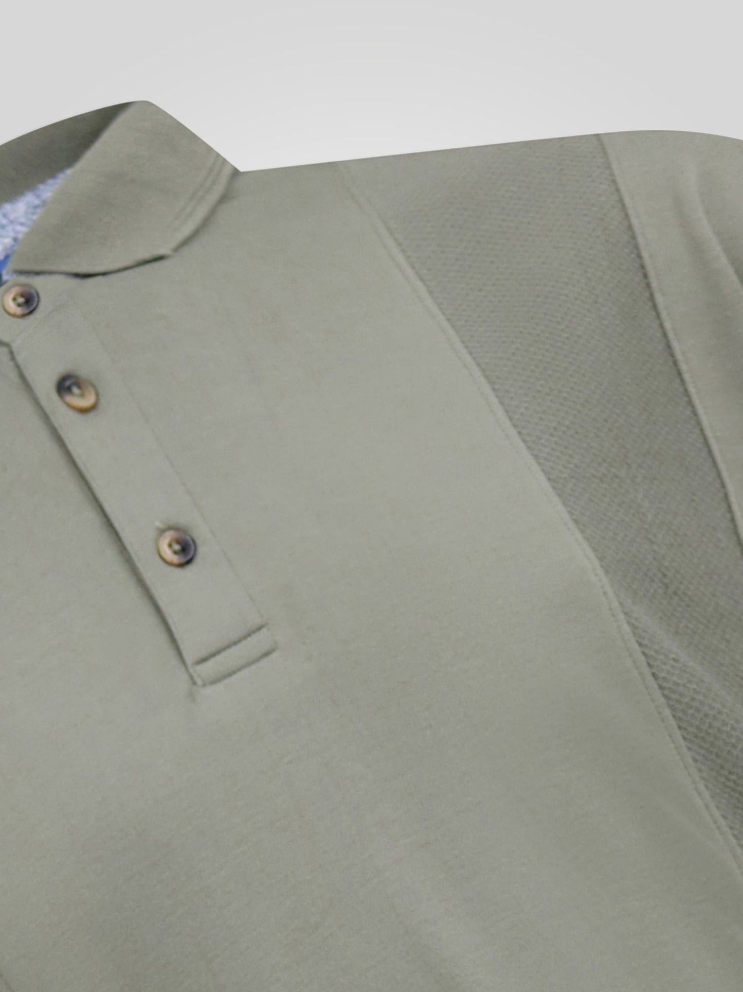 CHIPPENHAM -D555 Khaki Green Jacquard Knitted Front Panel Short Sleeve Polo