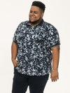 HALIFAX -D555 Blue All Over Hawaiian Print Short Sleeve Polo