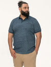 WOOLWICH -D555 Blue All Over Print Polo Shirt with Ribbed Collar and Cuffs