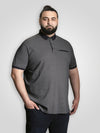 SCARBOROUGH -D555 Navy Blue Navy All Over Print Polo with Jacquard Collar Pocket