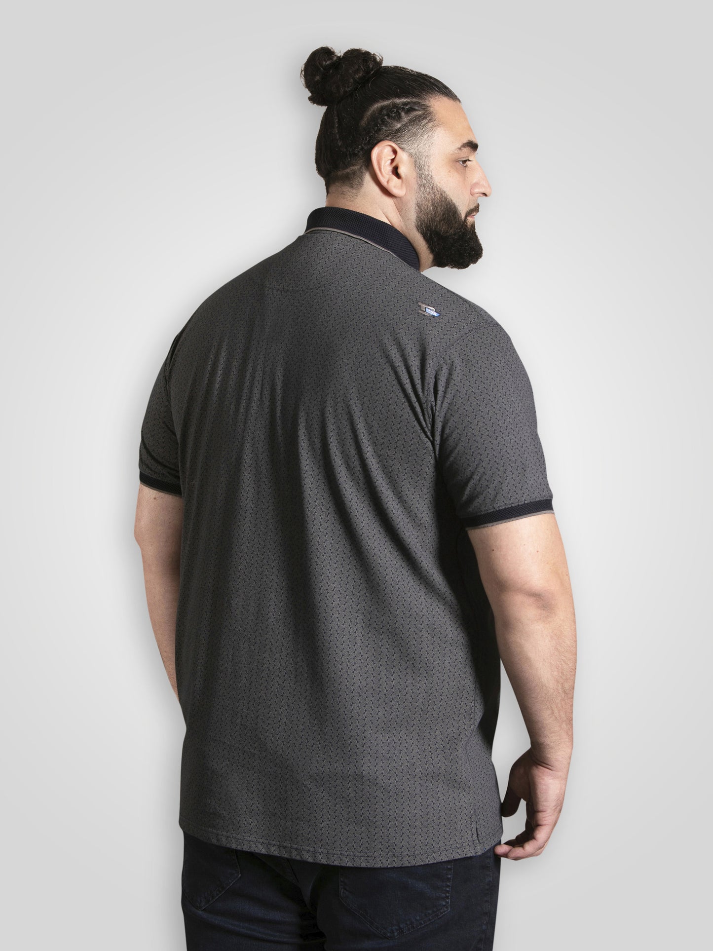 SCARBOROUGH -D555 Navy Blue Navy All Over Print Polo with Jacquard Collar Pocket